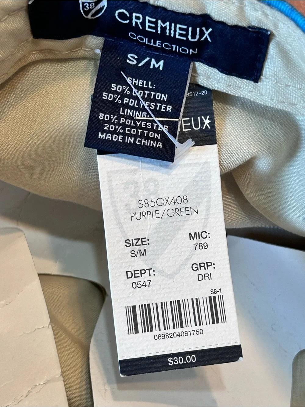 NWT Cremieux Collection men’s plaid cap
